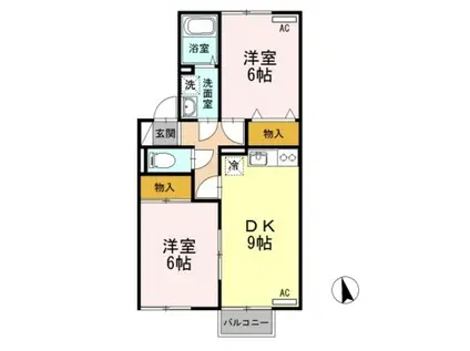 ベルウッドA(2DK/2階)の間取り写真