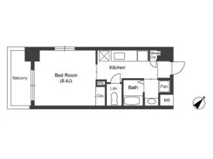 ウィルドゥ浜崎通(1K/3階)の間取り写真