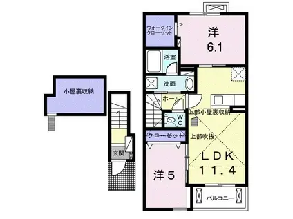 ブライト・K(2LDK/2階)の間取り写真
