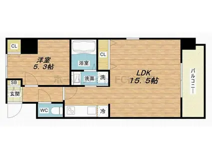 LA DOUCEUR九条(1LDK/6階)の間取り写真