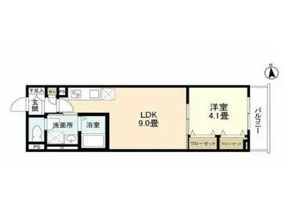 ウェルスクエア馬込(1LDK/1階)の間取り写真