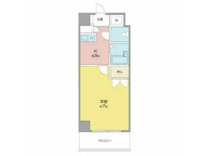 地下鉄東山線 高畑駅 徒歩3分 7階建 築33年(1K/6階)の間取り写真