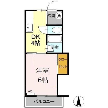 シュロス A(1DK/2階)の間取り写真