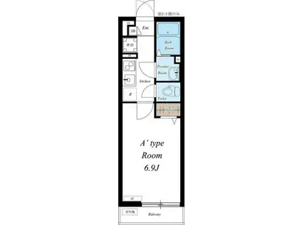 リブリ・西千葉(1K/2階)の間取り写真