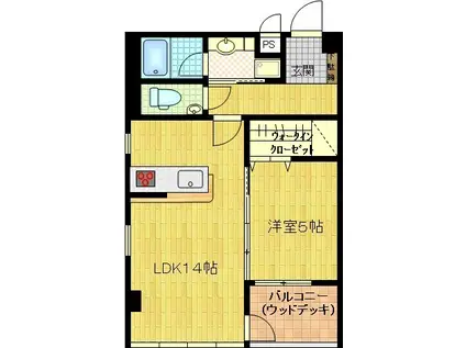 ソル・レヴェンテ(1LDK/2階)の間取り写真