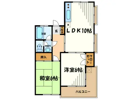 サザンホーム(2LDK/2階)の間取り写真