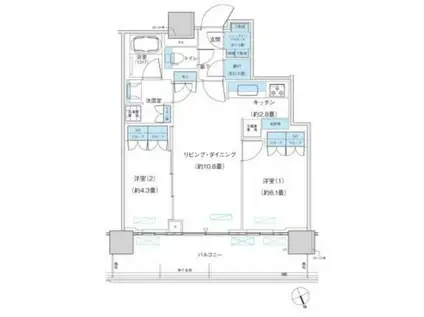 パークシティ柏の葉キャンパス ザ・ゲートタワー ウエスト(2LDK/22階)の間取り写真