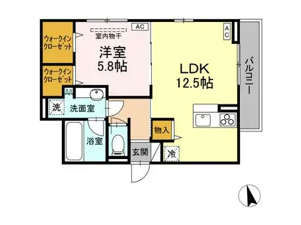 D-ROOM野田町三丁目(1LDK/2階)の間取り写真