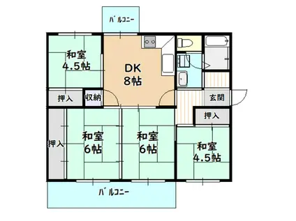 UR泉南尾崎(4LDK/4階)の間取り写真