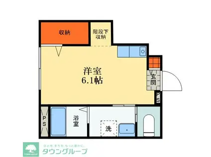 青空とそよ風のフィオーレ(ワンルーム/1階)の間取り写真