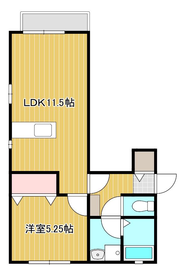 ハピネス中畝A棟(1LDK/1階)の間取り写真