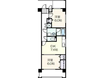 アトランティス川花(2DK/4階)の間取り写真