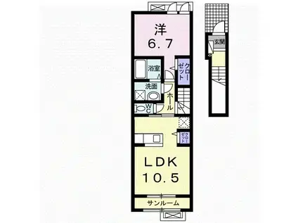 ＪＲ信越本線 長岡駅 バス乗車時間：8分 最寄りバス停で下車 徒歩2分 2階建 築10年(1LDK/2階)の間取り写真