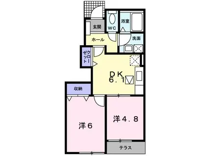 エポックII(2DK/1階)の間取り写真
