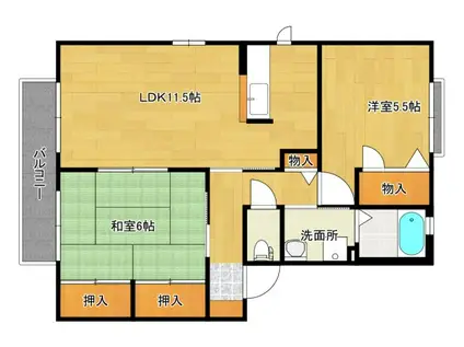 シャーメゾンかがやき 1番館(2LDK/2階)の間取り写真