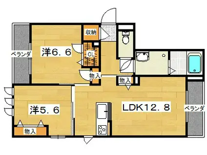 シャーメゾン山戸(2LDK/3階)の間取り写真