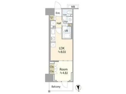 パークホームズ東陽町(1LDK/2階)の間取り写真