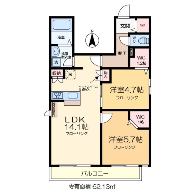 IL SOLE 中葛西(2LDK/4階)の間取り写真