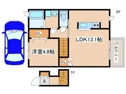 プランドール II(1LDK/2階)の間取り写真