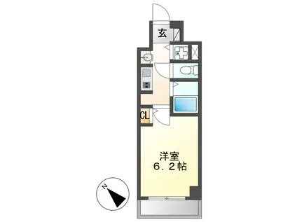 プレサンス鶴舞公園ウエスト(1K/11階)の間取り写真