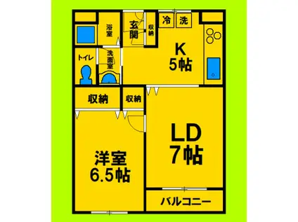 日生塚口コーポラス西館(1LDK/5階)の間取り写真