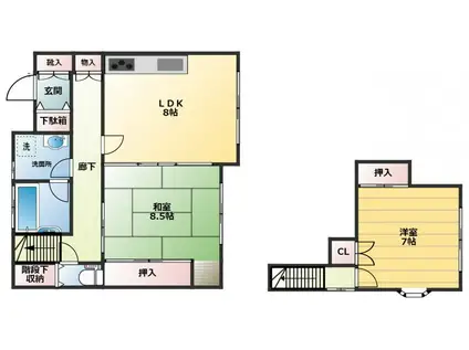 コーポK(2LDK/1階)の間取り写真