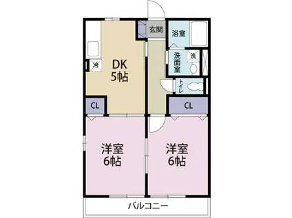 遠州鉄道 八幡駅(静岡) 徒歩16分 2階建 築21年(2DK/2階)の間取り写真