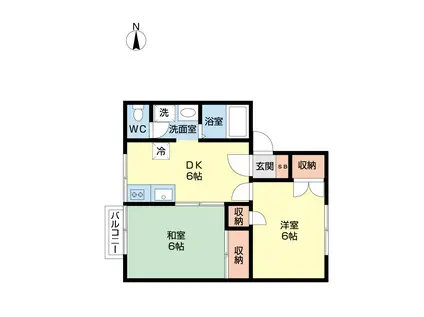 セジュールヒガシA(2DK/2階)の間取り写真