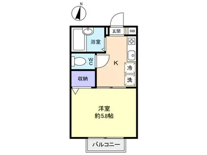 サンライトB(1K/2階)の間取り写真