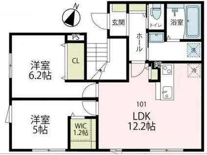 セントラル ヴィラージュ(2LDK/1階)の間取り写真