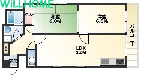 シャンティイ田中町(2LDK/8階)の間取り写真