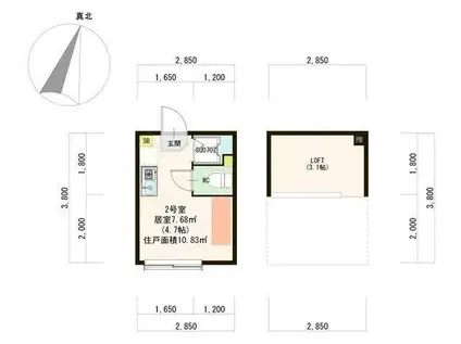 HARMONYTERACCE(ワンルーム/1階)の間取り写真