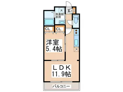NANDE光の森(1LDK/3階)の間取り写真
