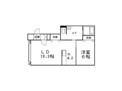 タウンズ緑が丘B(1LDK/1階)の間取り写真
