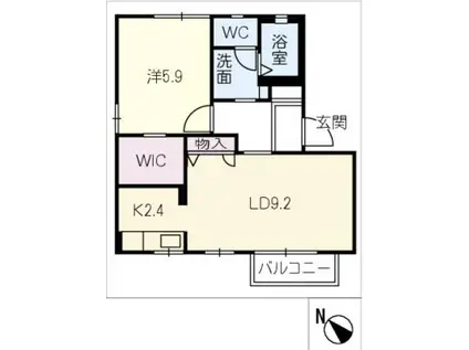 カーサ21 A棟(1LDK/1階)の間取り写真