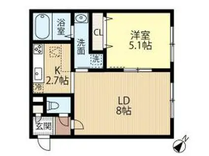 しののめトウ(1LDK/3階)の間取り写真