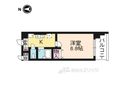 ハウスセゾン朱雀大路(1K/9階)の間取り写真