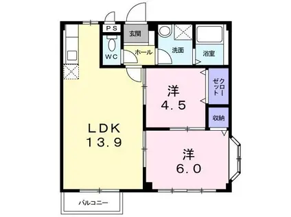 グランドハイツ近藤Ⅰ(2LDK/2階)の間取り写真