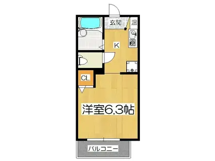 ラプラス竹鼻III(ワンルーム/2階)の間取り写真