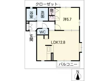 ピュアパルクシクーザA棟(1LDK/2階)の間取り写真