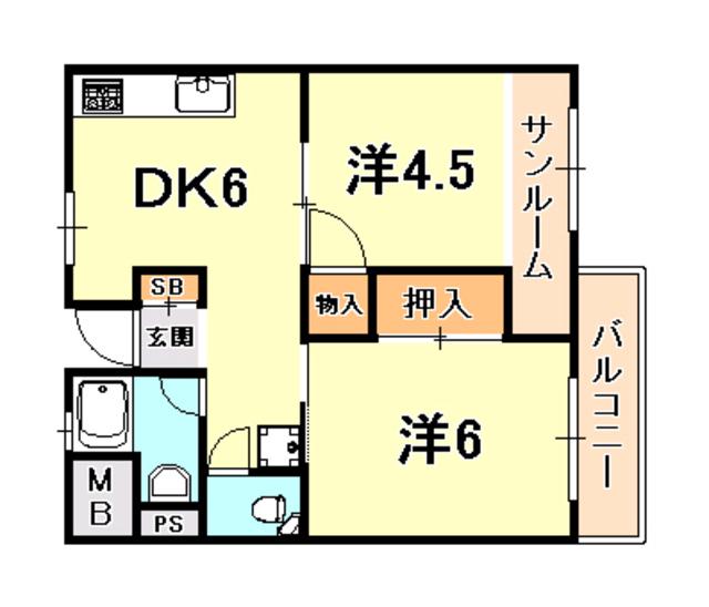 エスペランサ魚崎(2DK/10階)の間取り写真