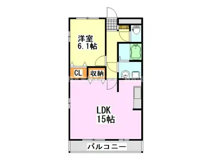 リヴェール星久喜(1LDK/2階)の間取り写真