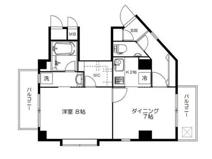 ＪＲ山手線 恵比寿駅 徒歩8分 8階建 築20年(1LDK/8階)の間取り写真