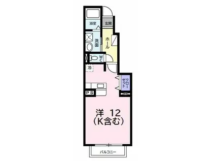 アヴェニール ロジュマン(1K/1階)の間取り写真