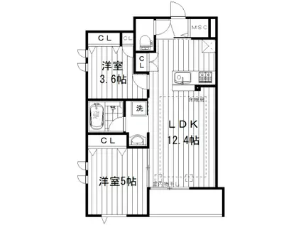 クローレ(2LDK/1階)の間取り写真