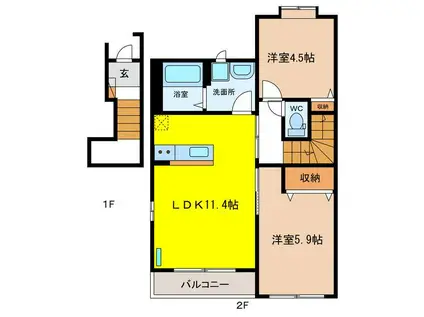 アーバンマツバラ(2LDK/1階)の間取り写真