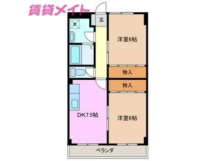 アーリーバード(2DK/3階)の間取り写真