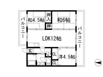 清和台センターハイツ N棟(3LDK/3階)の間取り写真