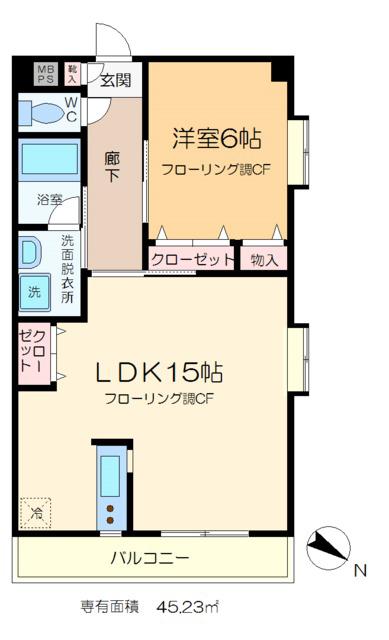 ラウンドタワー オペリア(1LDK/4階)の間取り写真