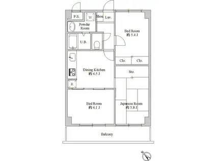 盛大パレス(3DK/2階)の間取り写真